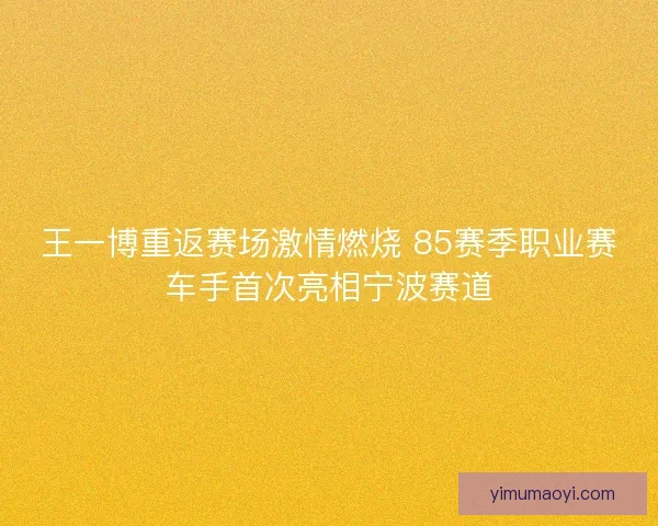 王一博重返赛场激情燃烧 85赛季职业赛车手首次亮相宁波赛道