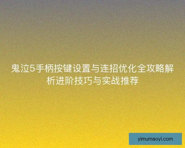 鬼泣5手柄按键设置与连招优化全攻略解析进阶技巧与实战推荐